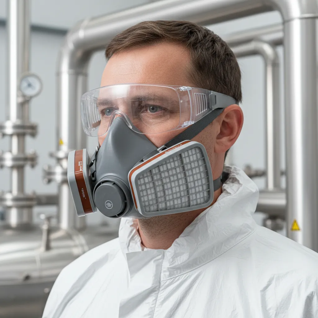 Рис. 1. Работник в респираторе. Картинка сгенерирована ИИ.