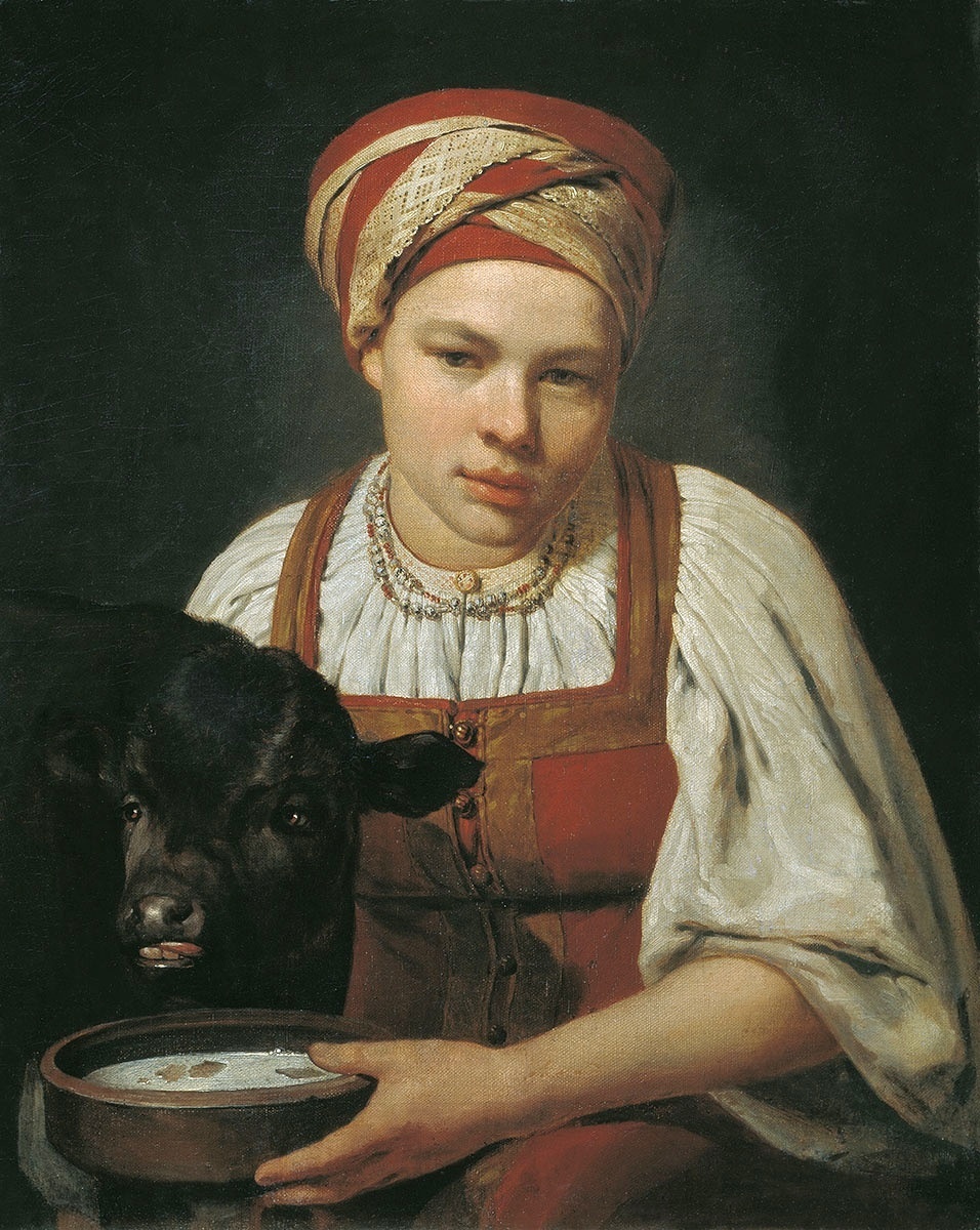 Алексей Венецианов. Крестьянская девушка с теленком