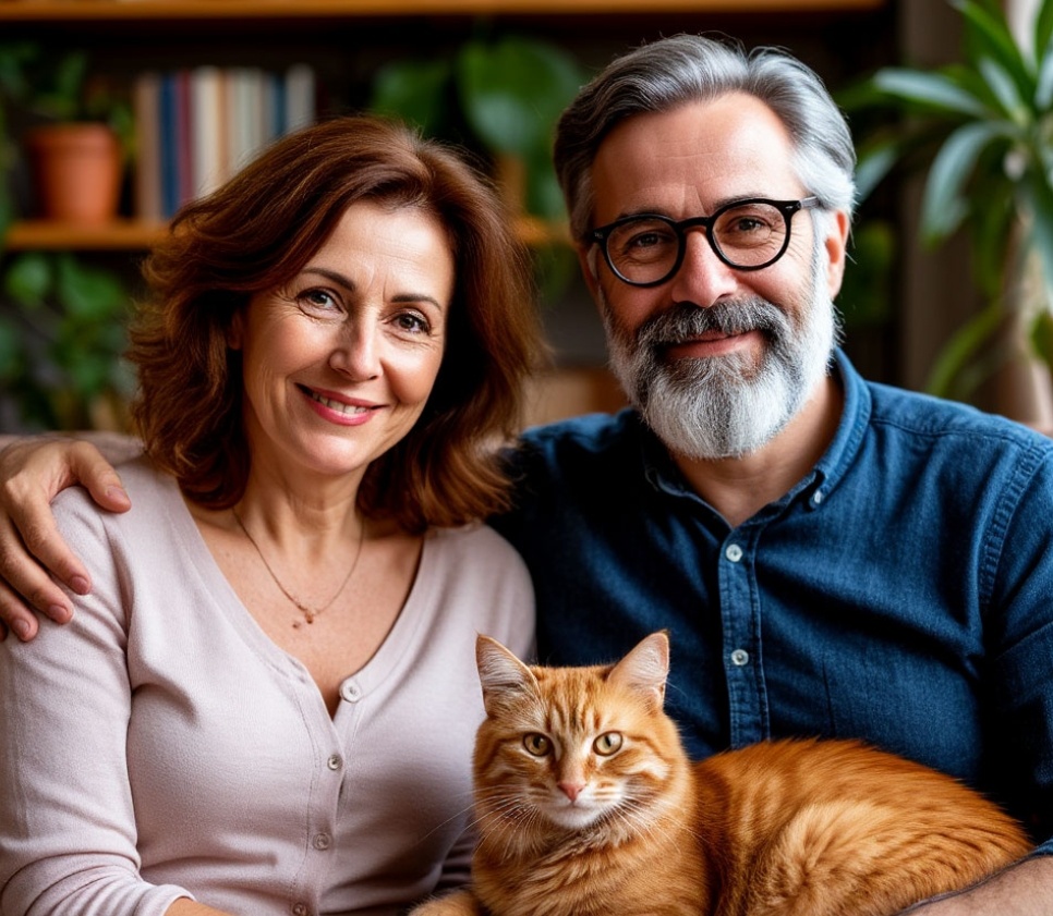 Вера, Олег и их рыжий Марсик