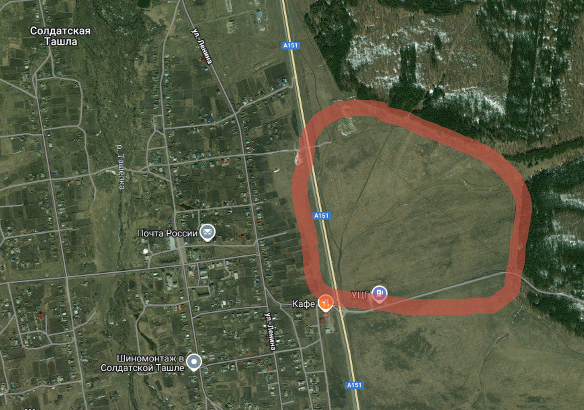 Расположение трассы, которую удалось расчистить.