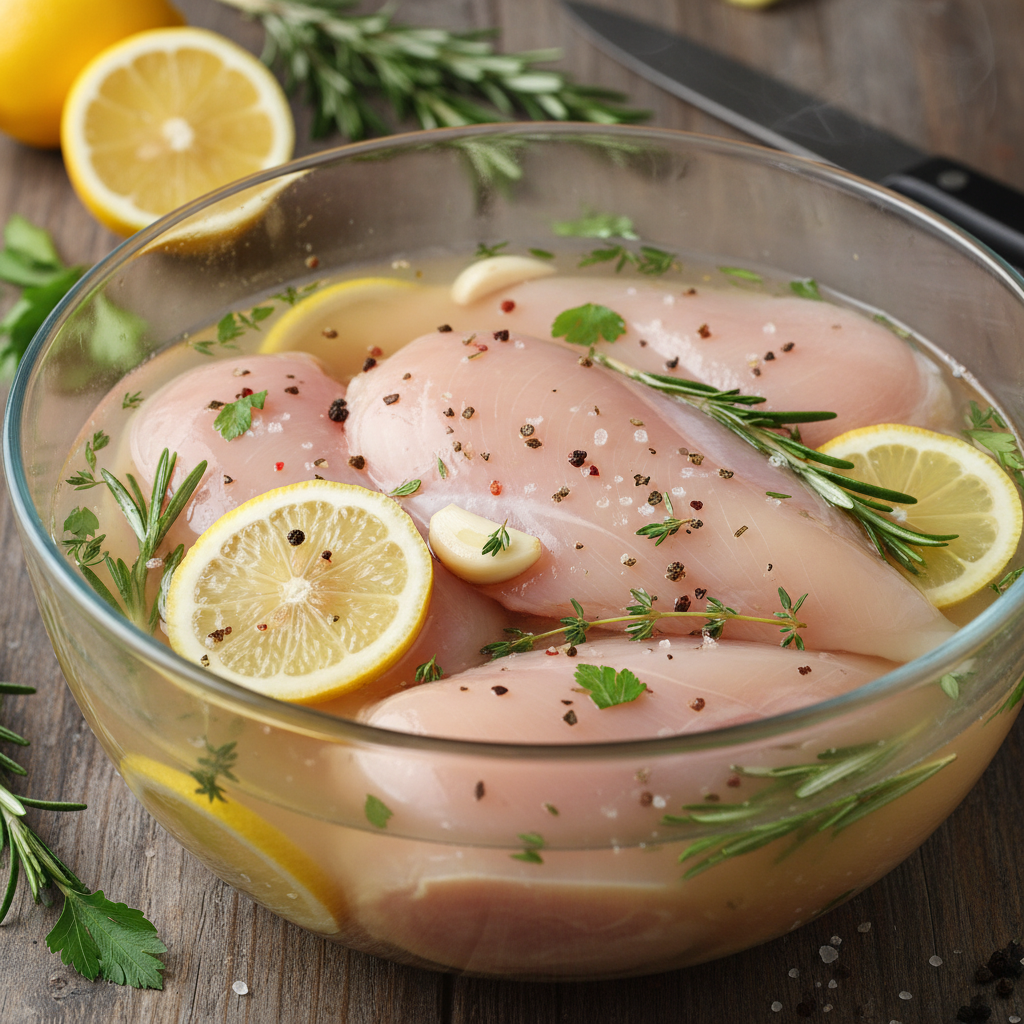 Используйте свежие травы и лимон – грудка станет ароматнее и нежнее