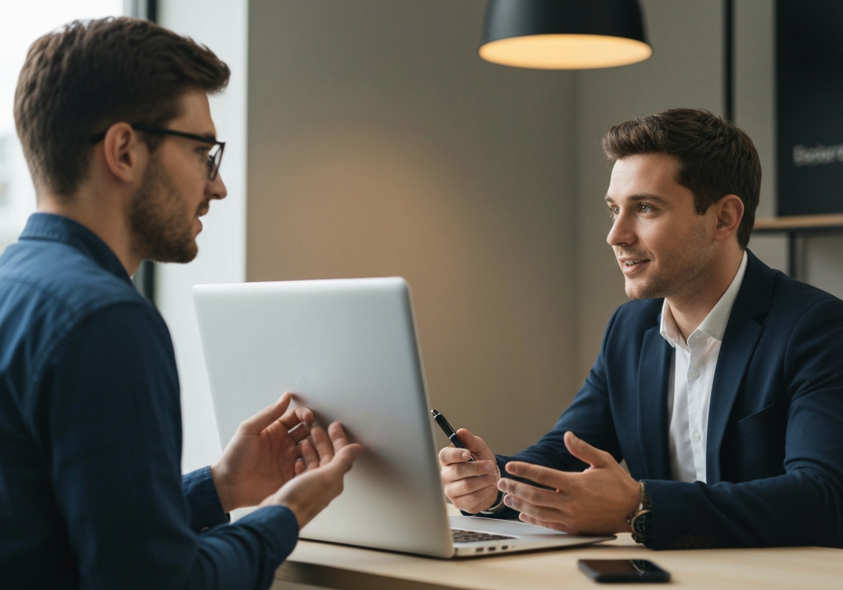 Клиент обсуждает процесс аренды автомобиля