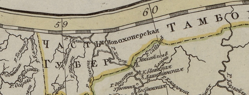Новохоперская крепость на Генеральной карте Азовской губернии 1782 года