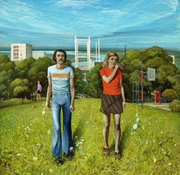 Крыжевский. Сырое поле с белыми мальвами. 1974.