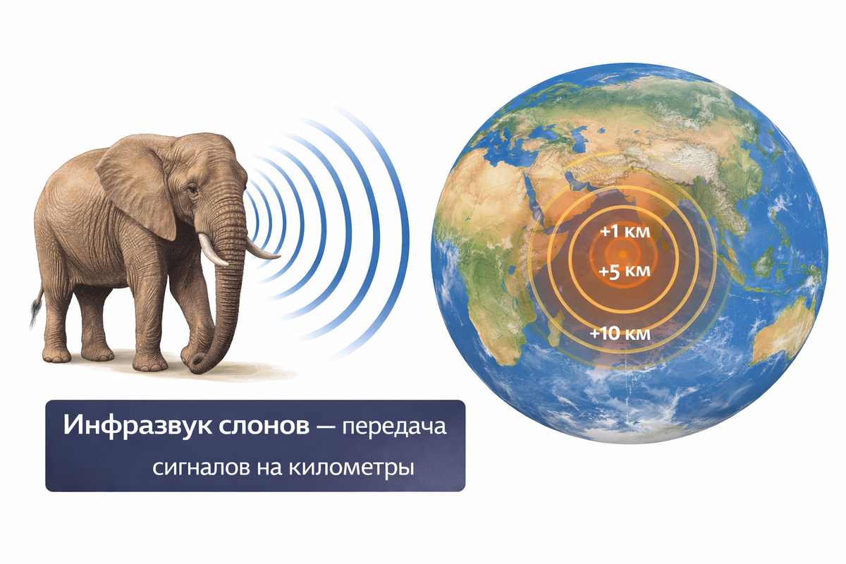 «Инфразвук слонов — передача сигналов на километры»