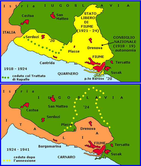 Фиуме на картах