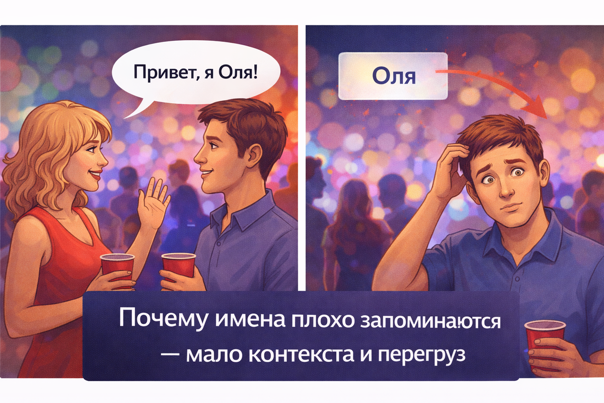 «Почему имена плохо запоминаются — мало контекста и перегруз»