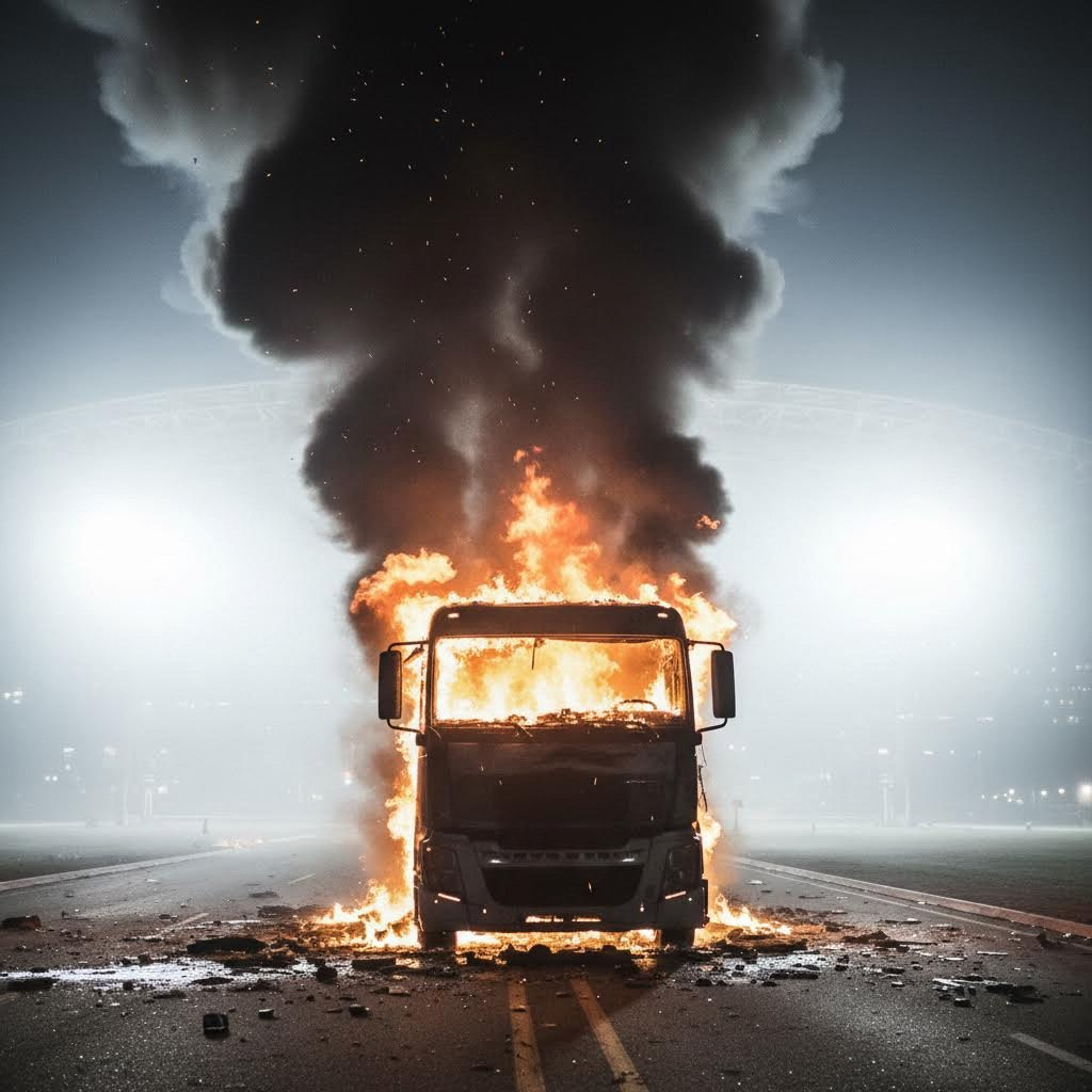 Огонь вспыхнул в салоне автомобиля. 