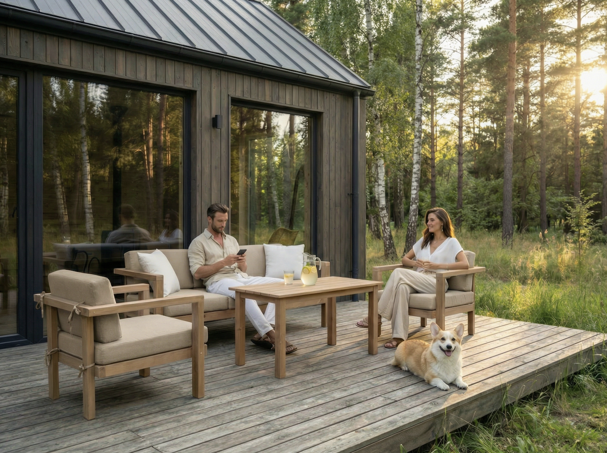 Комплект мебели из массива для загородной жизни с комфортом.