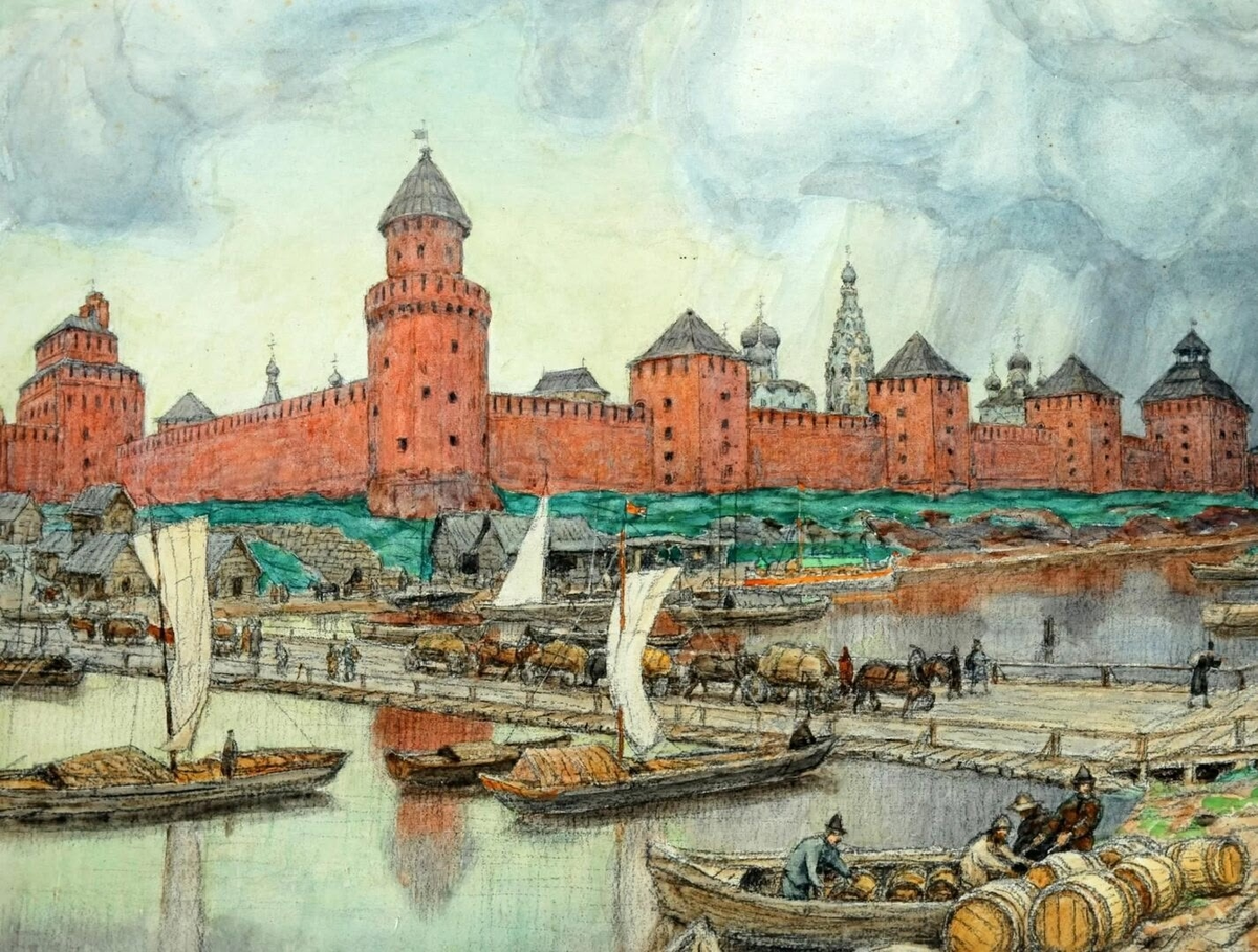 Коломенский кремль в XVI-XVII веках — художник Аполлинарий Васнецов