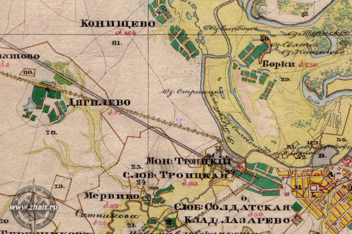 Фрагмент карты Менде Рязанской губернии 1850 г.