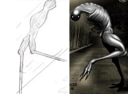 Реконструкция таинственного существа, нарисованная очевидцем сразу после встречи