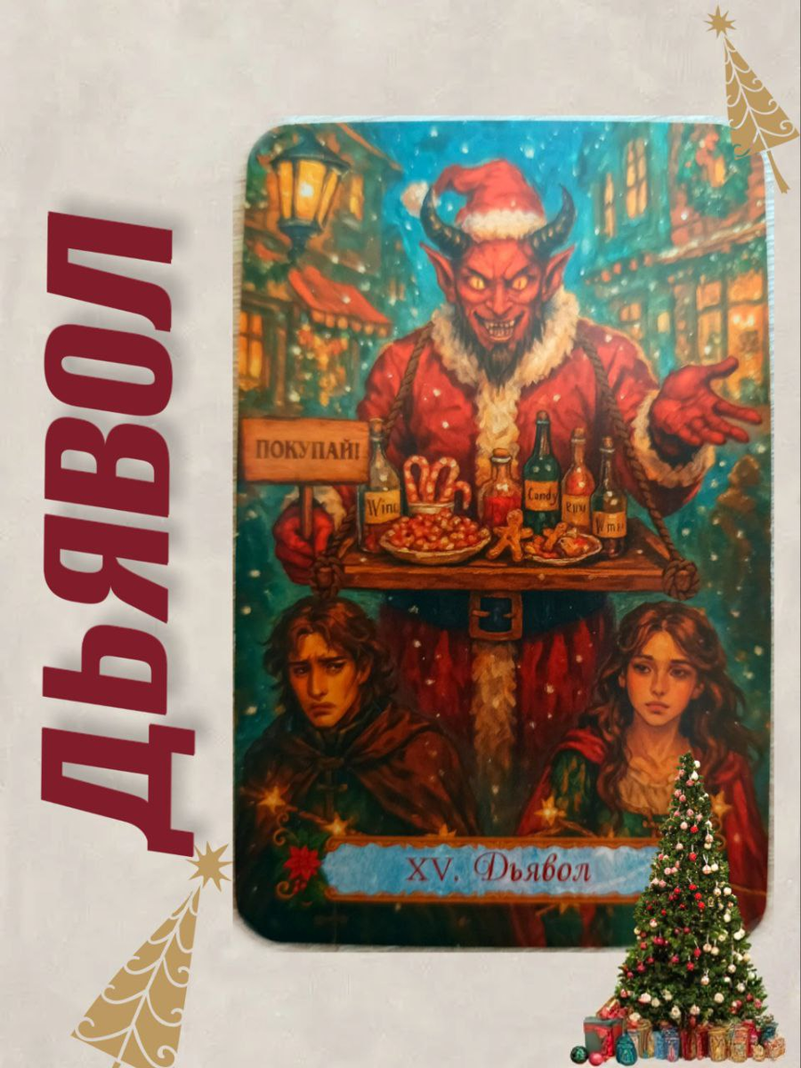 Аркан Дьявол. Колода Новогоднее Таро. ПСА.