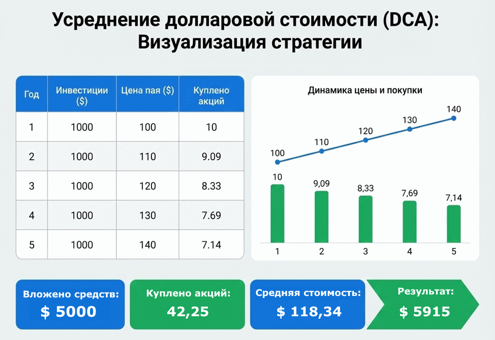 Усреднение стоимости при равномерном росте