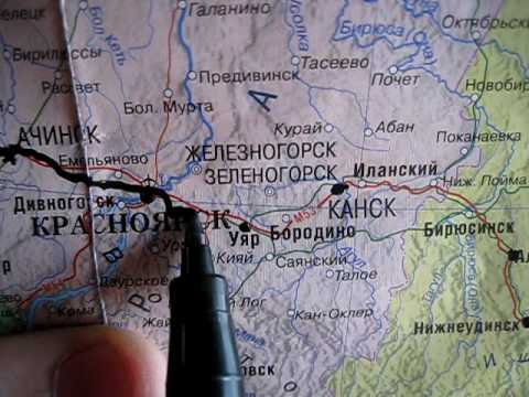 Село Тасеево на карте Красноярского края.