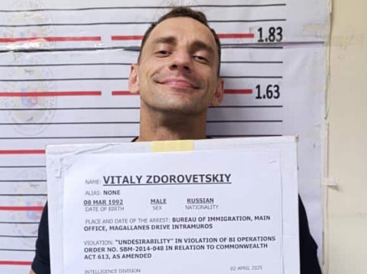    Арестованный на Филиппинах видеоблогер российского происхождения Виталий Здоровецкий | © Фото : Бюро иммиграции Филиппин