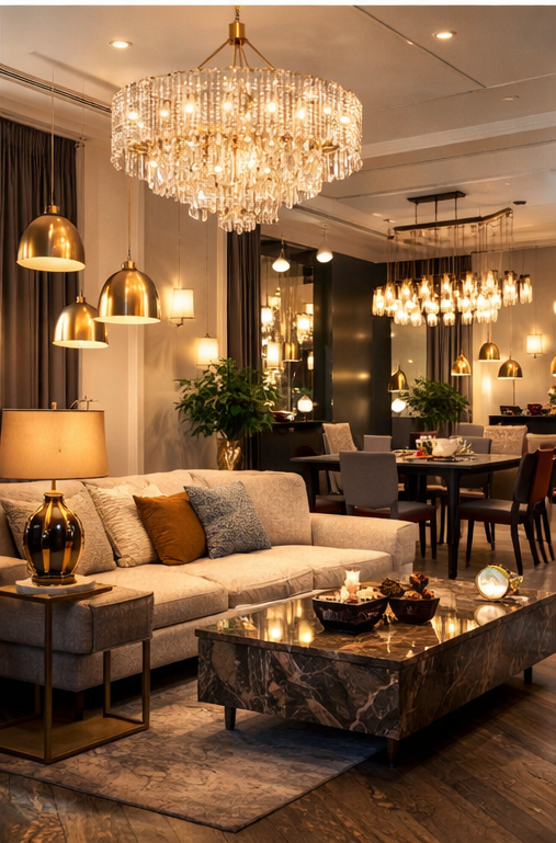 Пример комнаты, где свет становится частью дизайна и атмосферы.