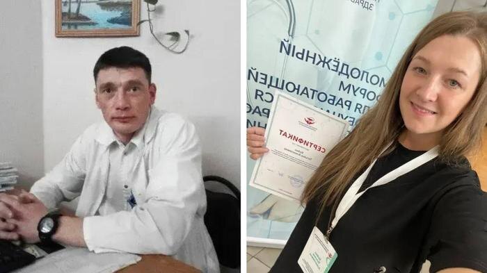 Врач акушер-гинеколог Алексей Вирки и педиатр Марина Наумчик помогли с помощью смекалки и фонарика родиться малышам в обесточенном роддоме в Карелии. Фото © Telegram / Антидот Охлопкова