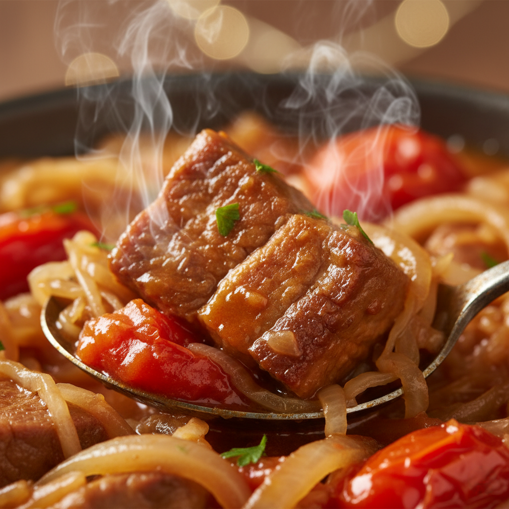 Тушеная Свинина с Капустой и Томатами