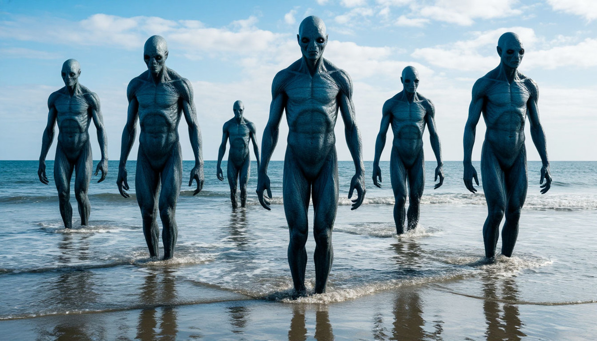 Существа вышли из океана.