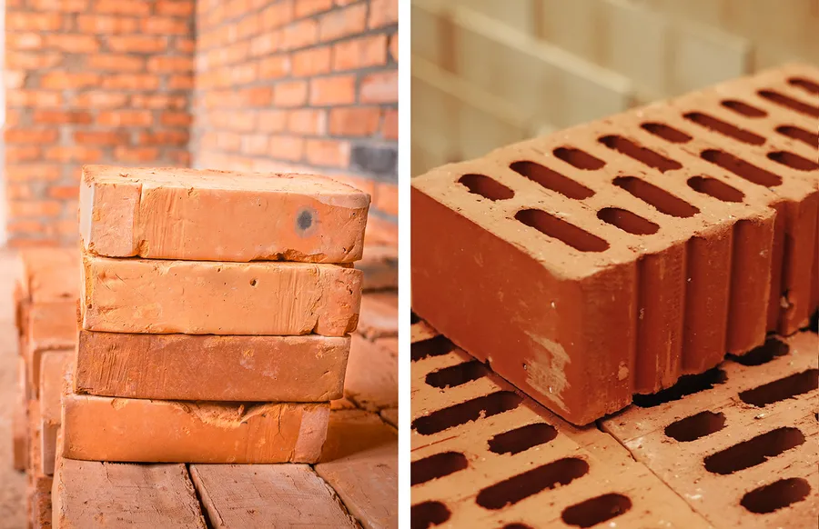 Полнотелый и пустотелый кирпичи