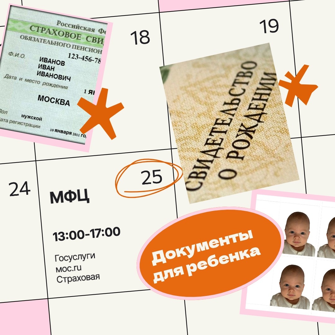 Документы для ребенка / документы для младенйа / новорожденнный / папка / список документов 