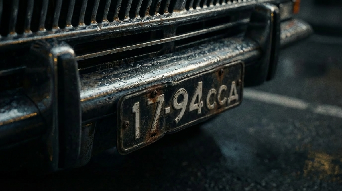 Номерной знак советского автомобиля крупным планом.