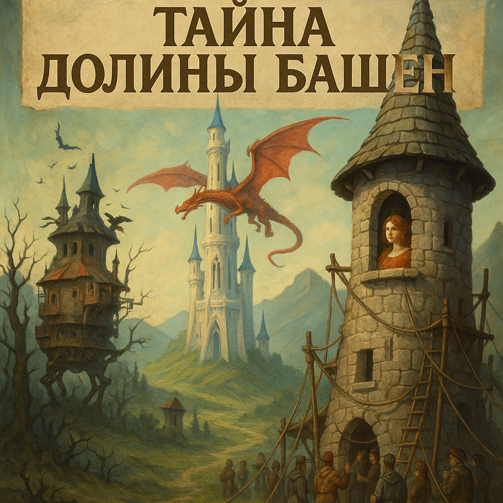 Обложка моей компании "Тайна Долины Башен". Все изображения для своих игр и каналов генерятся тут @GPT4Telegrambot