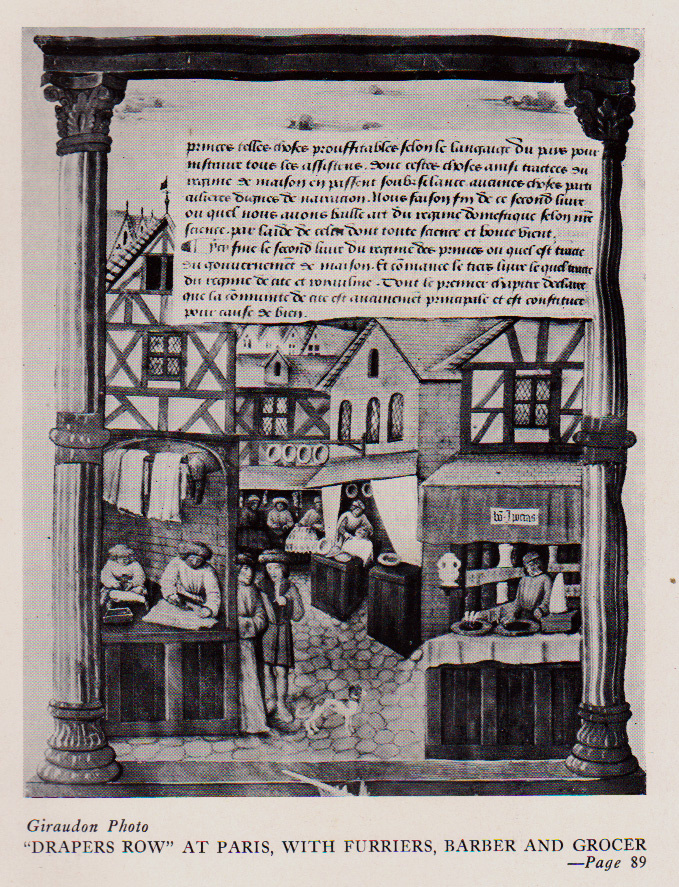 Drapers’ Row, an illustration from The Romance of French Weaving (Драпировочный ряд: иллюстрация к роману французского ткачества.)