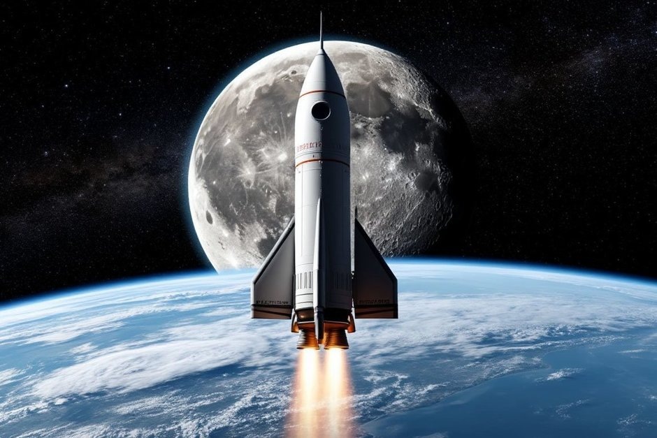    На Space Launch System должен состояться первый с 1972 года пилотируемый полет человека к Луне. Людмила Губаева/сгенерировано при помощи нейросети «Шедеврум»