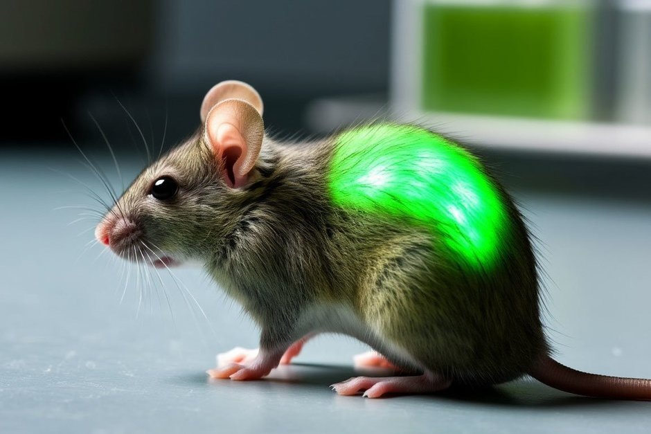    Когда мышам в кровь вводили провокаторы воспаления, пересаженный участок кожи начинал светиться. Людмила Губаева/сгенерировано при помощи нейросети «Шедеврум»