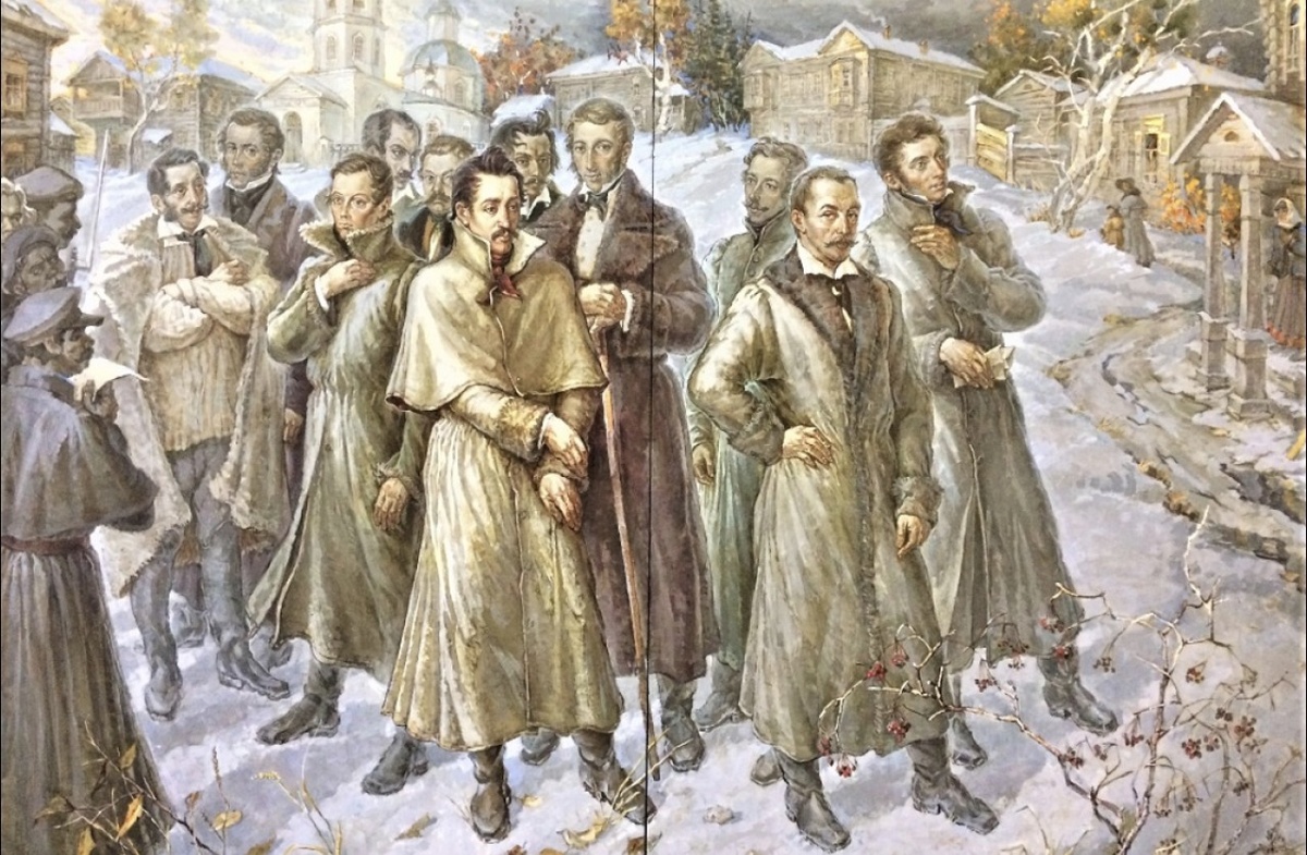 Декабристы идут по этапу в Сибирь, из Интернета. 