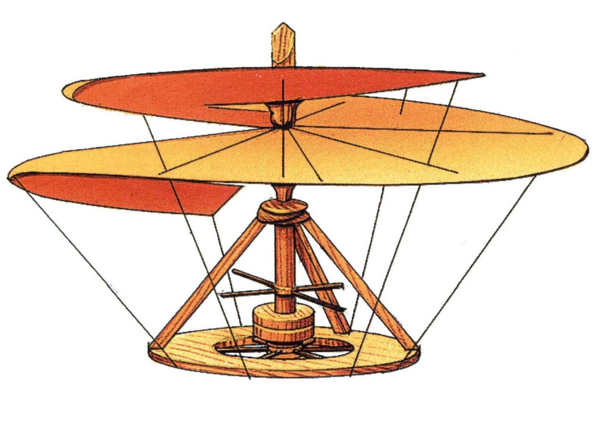 Иллюстрация: Лететальный винтовой аппарат Леонардо Давинчи