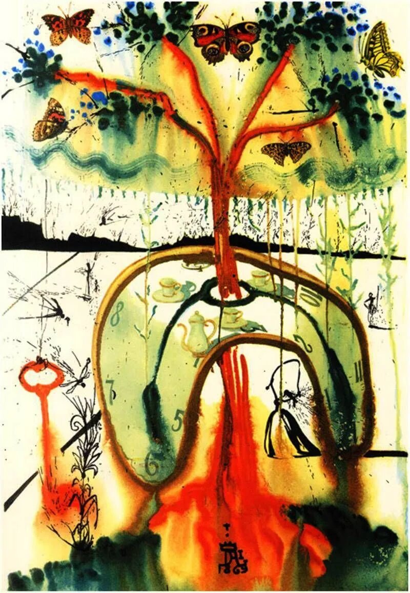 Сальвадор Дали. Иллюстрация к книге "Алиса в стране чудес". 1969