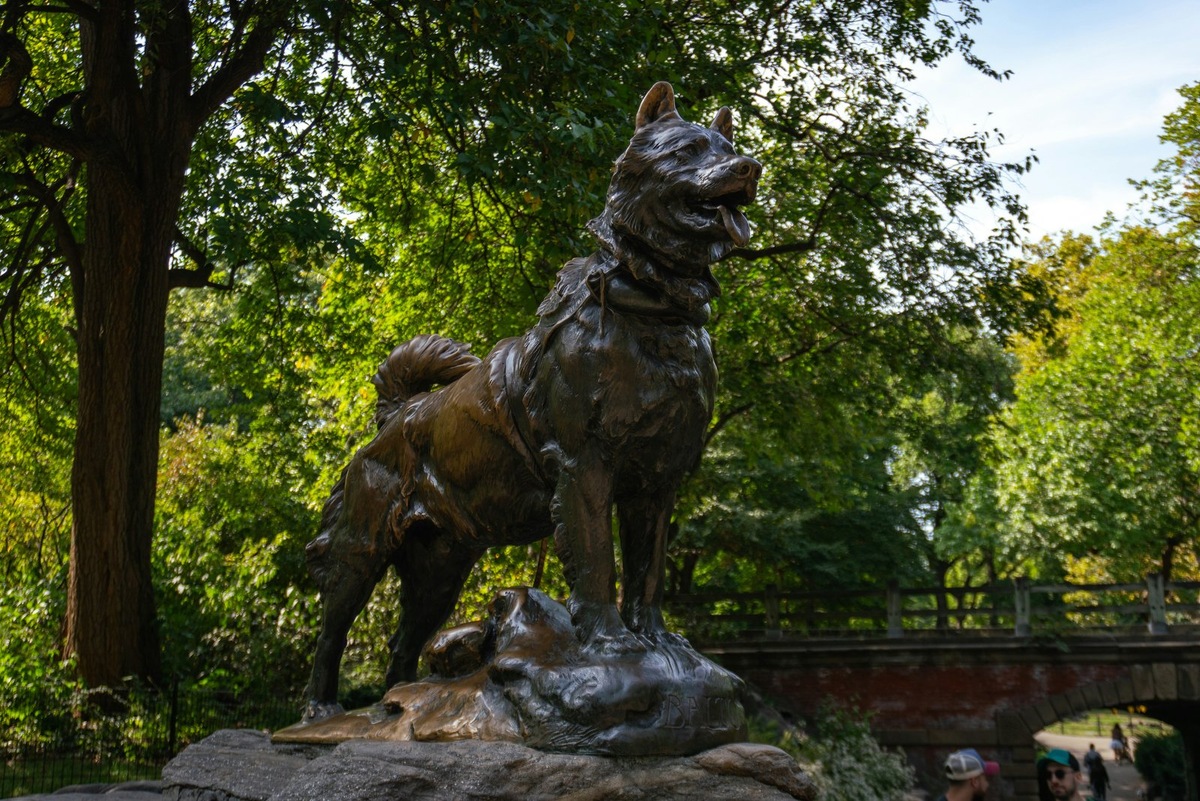    Бронзовый памятник Балто в Центральном парке Нью-Йорка, установленный в 1925 году
