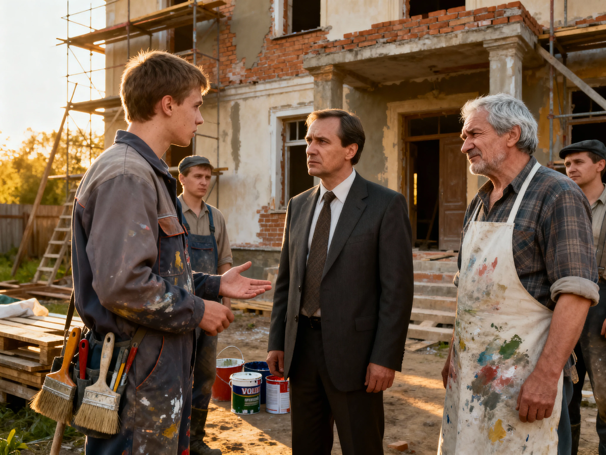 Молодой прораб уверенно советует краску. Старый мастер молча качает головой. Через три года на фасаде — красноречивая паутина трещин. Урок, который я запомнил на всю жизнь. 🧓🎨