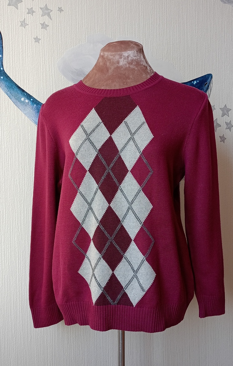 Джемпер с рисунком аргайл из мериносовой шерсти с добавлением полиамида