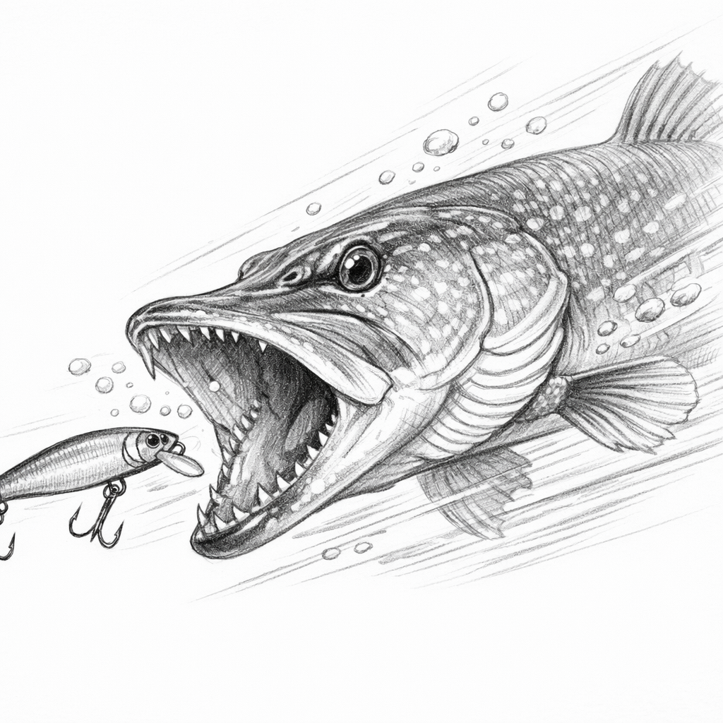 щука атакует воблер