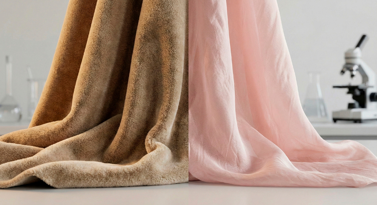 Генетика — это ткань. Плотный драп (слева) не мнется, но провисает под своим весом. Тонкий шелк (справа) держит форму, но мгновенно покрывается сетью мелких заломов.