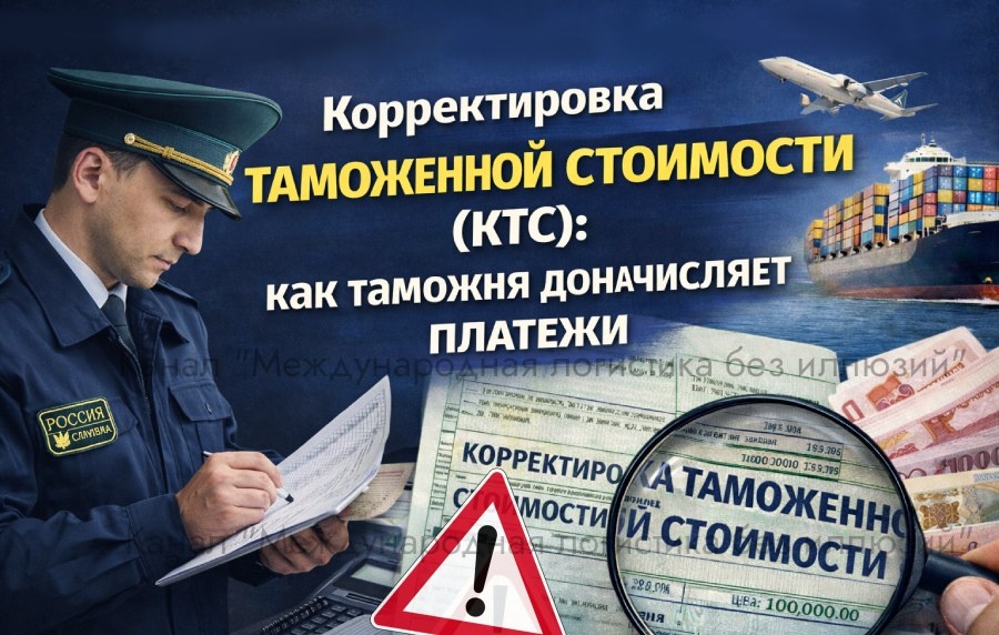 Корректировка таможенной стоимости КТС, картинка собственность канала "Международная логистика без иллюзий"