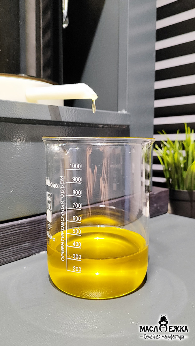 Изготовление масла холодного отжима под заказ перед отправкой клиенту. 