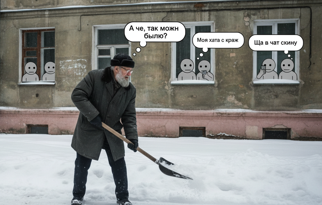 Он создал шедевры, которые знает весь мир. А теперь вынужден бороться со снегом, потому что остальные ждут, пока кто-то сделает это за них.