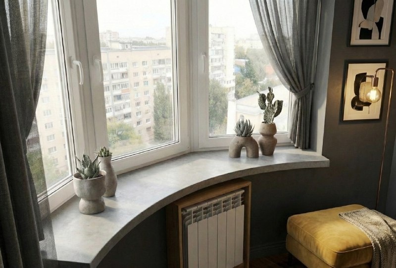 идеальный подоконник на заказ из микроцемента