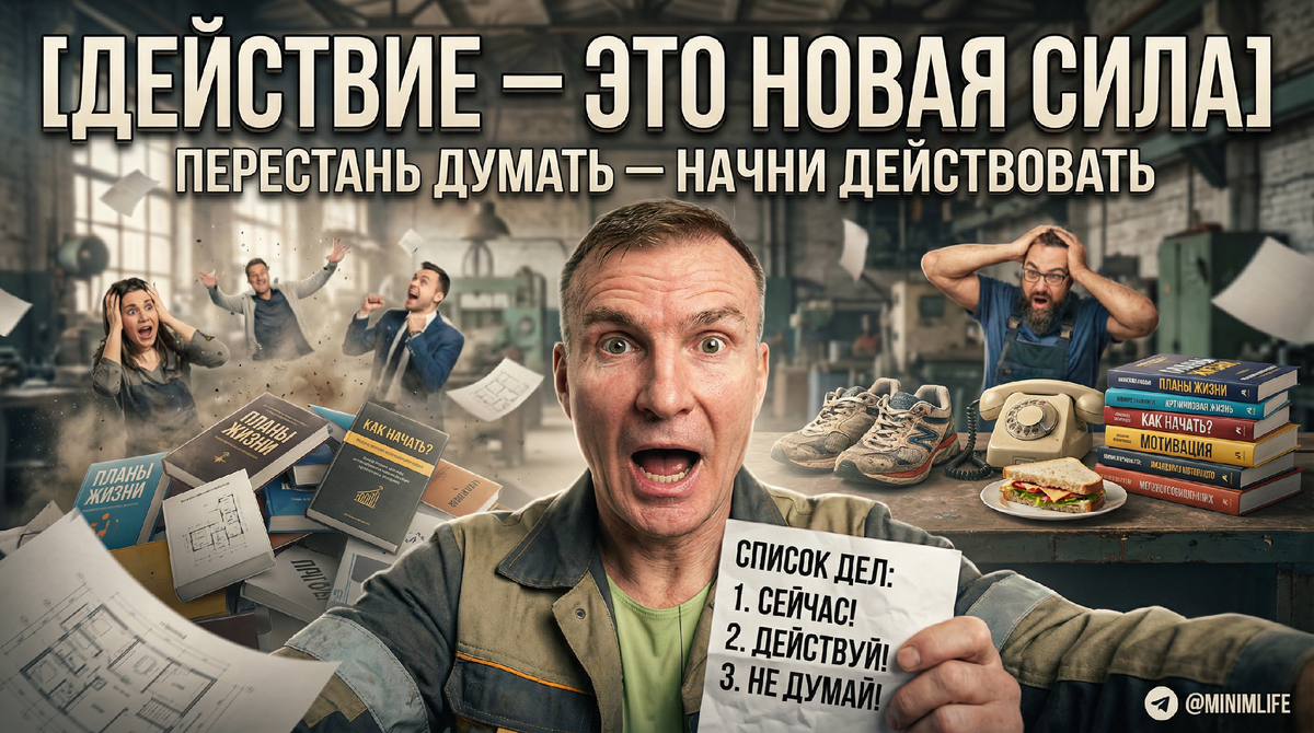 Думать — это новая форма лени. Ваши мысли бесполезны, пока ваше тело не двинется с дивана