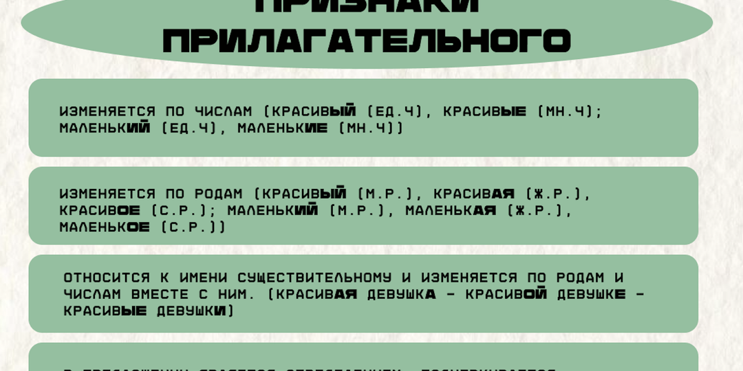 Признаки прилагательных. 6 класс