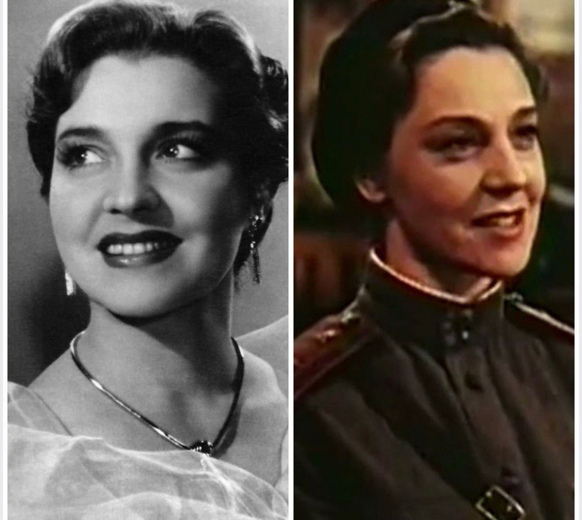 Е.Н. Козырева, справа - в фильме «Пять дней, пять ночей» 1960 г.