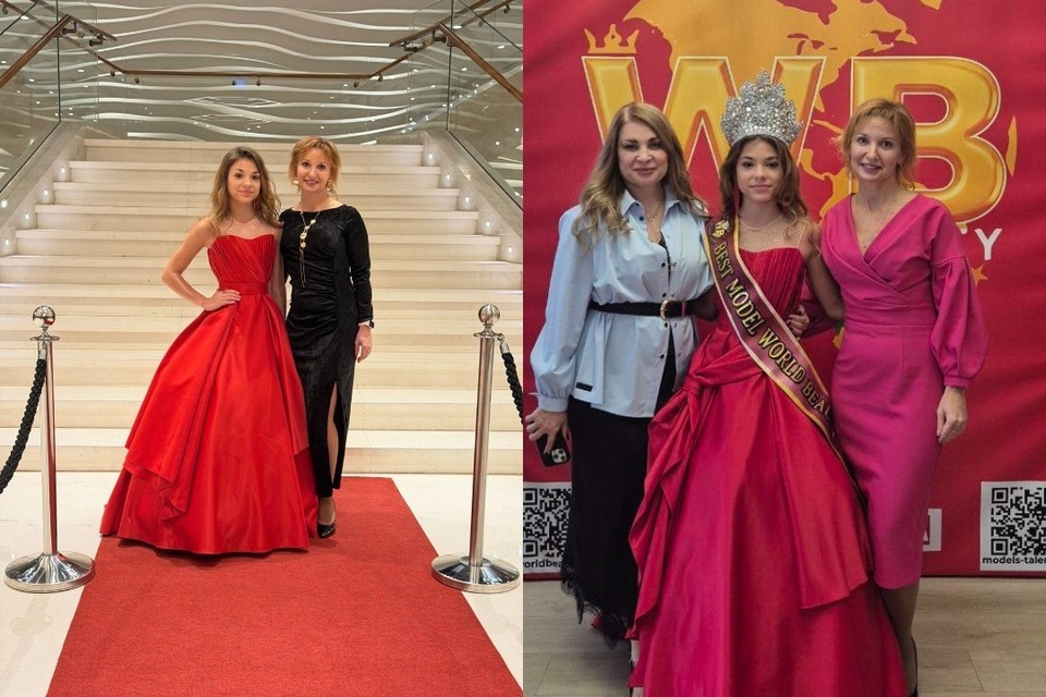    Неоценимую помощь оказывает мама, которая сама шьёт для дочери конкурсные наряды, включая эффектное красное платье для финального выхода. Фото: предоставила Анна Кувырзина.