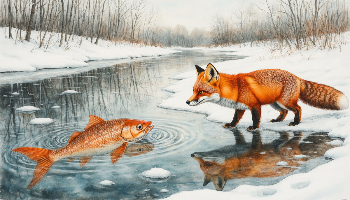 Беседа речных и сухопутных жителей. Изображение от ИИ Шедеврум