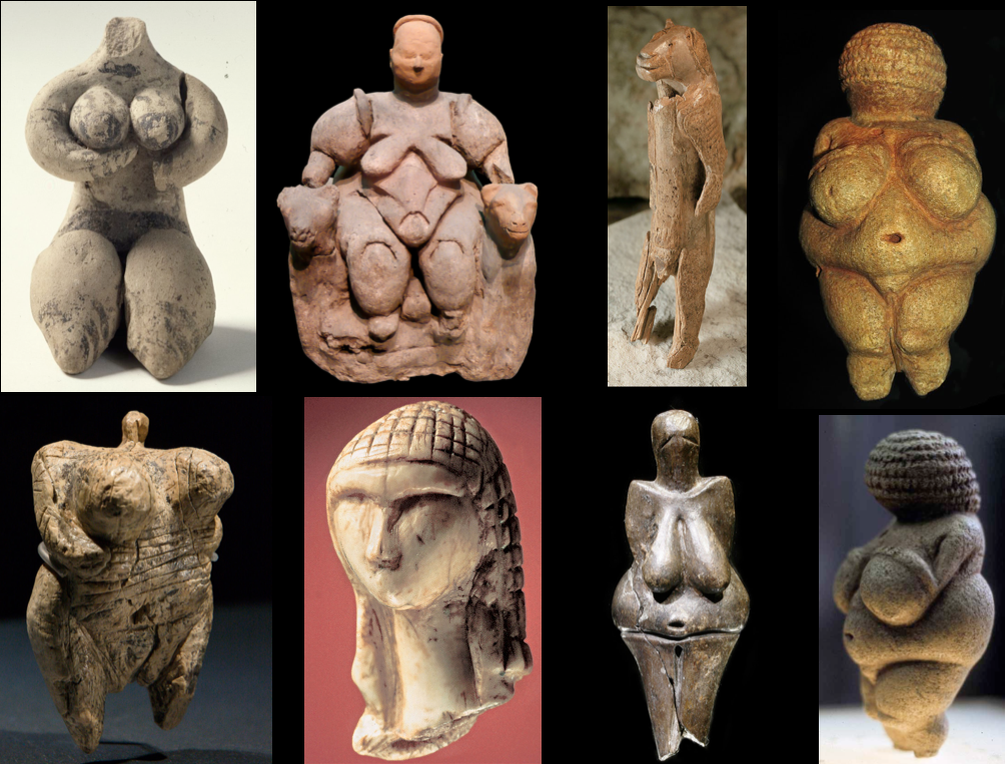 Палеотические "венеры", найденный в разных местах.Современные ученые, занимающиеся изучением первобытных обществ, считают их воплощением доисторического идеала красоты и поэтому дали им общее название в честь римской богини красоты Венеры.