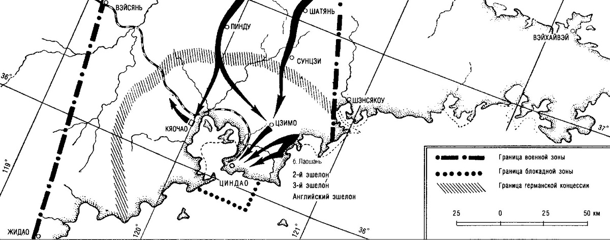 Схема осады Циндао